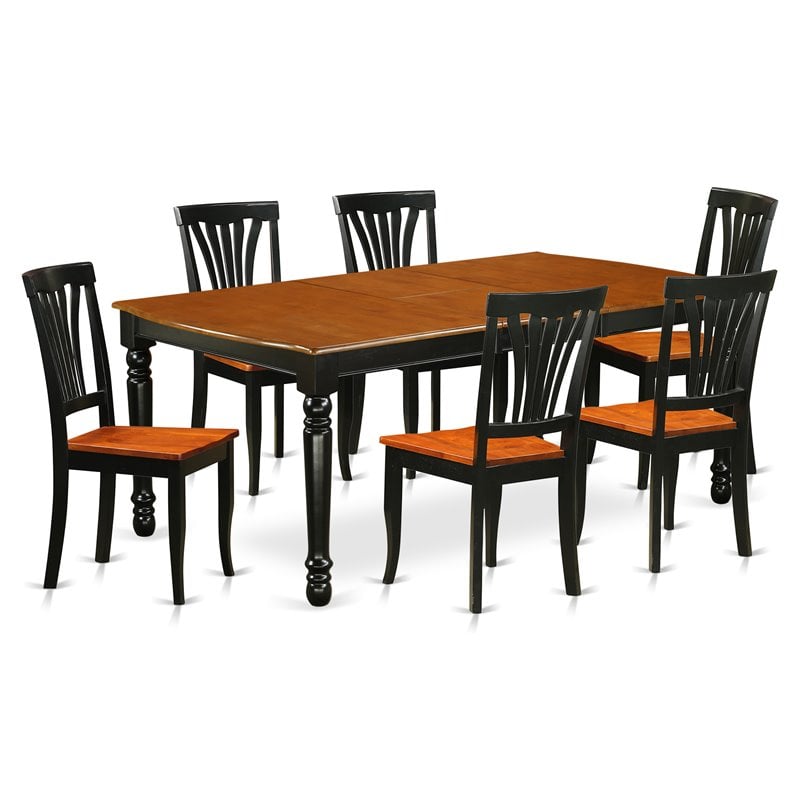 Pemberly Row 7-Piece Wood Dining Set in Black and Cherry Finish