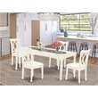 Pemberly Row 5-Piece Wood Dining Set with Fabric Seat in Linen White