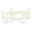 Pemberly Row 5-Piece Wood Dining Set with Fabric Seat in Linen White