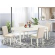 Pemberly Row 5-Piece Wood Dining Set with Fabric Seat in Linen White Finish