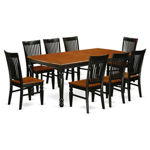 Pemberly Row 9-Piece Wooden Dining Set with Butterfly Leaf in Black/Cherry