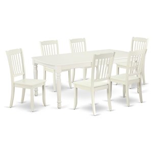 Pemberly Row 7-Piece Wood Dining Set with Rectangular Table in Linen White