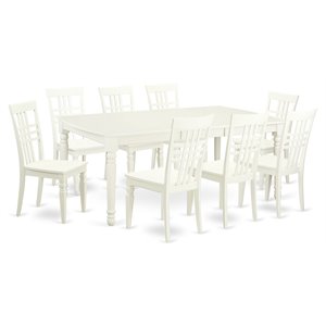 Pemberly Row 9-Piece Wood Dining Set with Butterfly Leaf in Linen White