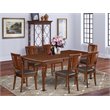 Pemberly Row 7-Piece Wood Dining Set with Faux Leather Seats in Mahogany