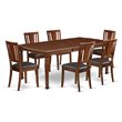Pemberly Row 7-Piece Wood Dining Set with Faux Leather Seats in Mahogany