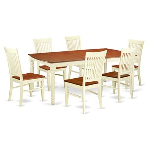 Pemberly Row 7-Piece Dining Set with Butterfly Leaf in Buttermilk/Cherry