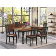 Pemberly Row 7-Piece Dining Set with Leather Seats in Black/Cherry Wood