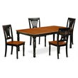 Pemberly Row 5-Piece Wood Dining Set in Black/Cherry with Solid Seats