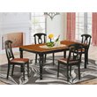 Pemberly Row 5-Piece Dining Set in Black/Cherry with Faux Leather Seats