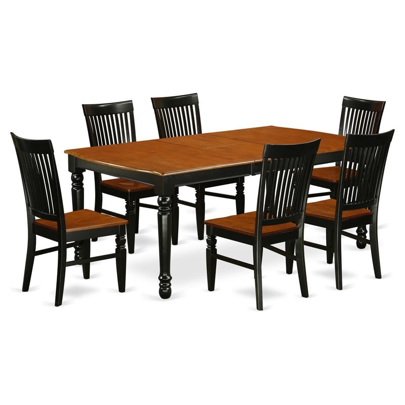 Pemberly Row 7-Piece Traditional Wood Dining Set in Black and Cherry