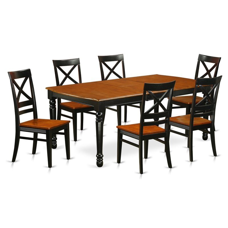 Pemberly Row 7-Piece Wood Dining Set in Black and Cherry Finish