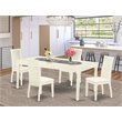 Pemberly Row 5-Piece Wood Dining Set with Linen Seats in White Finish