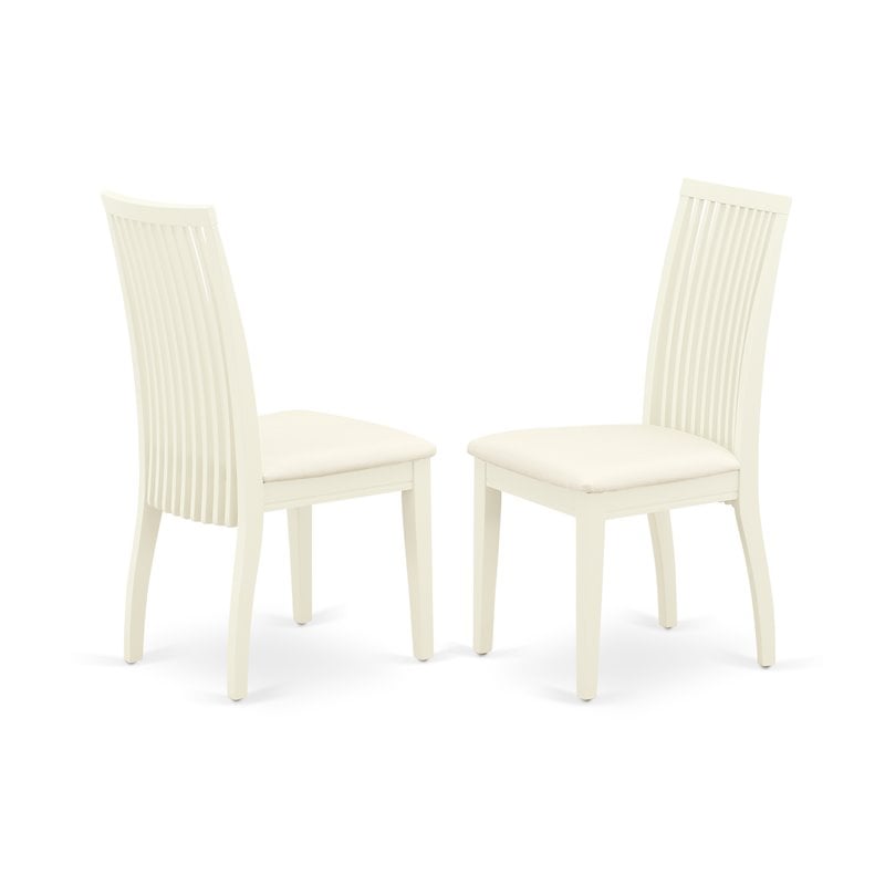 Pemberly Row 5-Piece Wood Dining Set with Linen Seats in White Finish