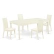 Pemberly Row 5-Piece Wood Dining Set with Linen Seats in White Finish