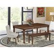 Pemberly Row 6-Piece Wood Dining Set in Mahogany and Doeskin Finish