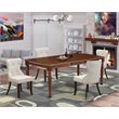Pemberly Row 5-Piece Wood Dining Set in Mahogany with Linen Upholstery