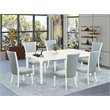 Pemberly Row 7-Piece Wood Dining Set in Linen White with Baby Blue Chairs