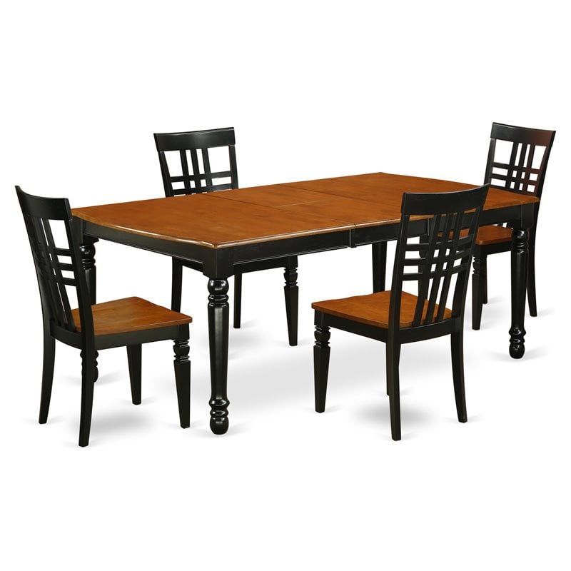 Pemberly Row 5-Piece Wooden Dining Set with Black and Cherry Finish