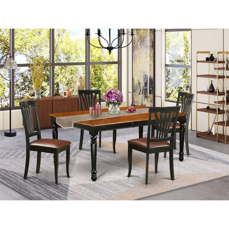Pemberly Row 5-Piece Wood Dining Table Set in Black and Cherry Finish