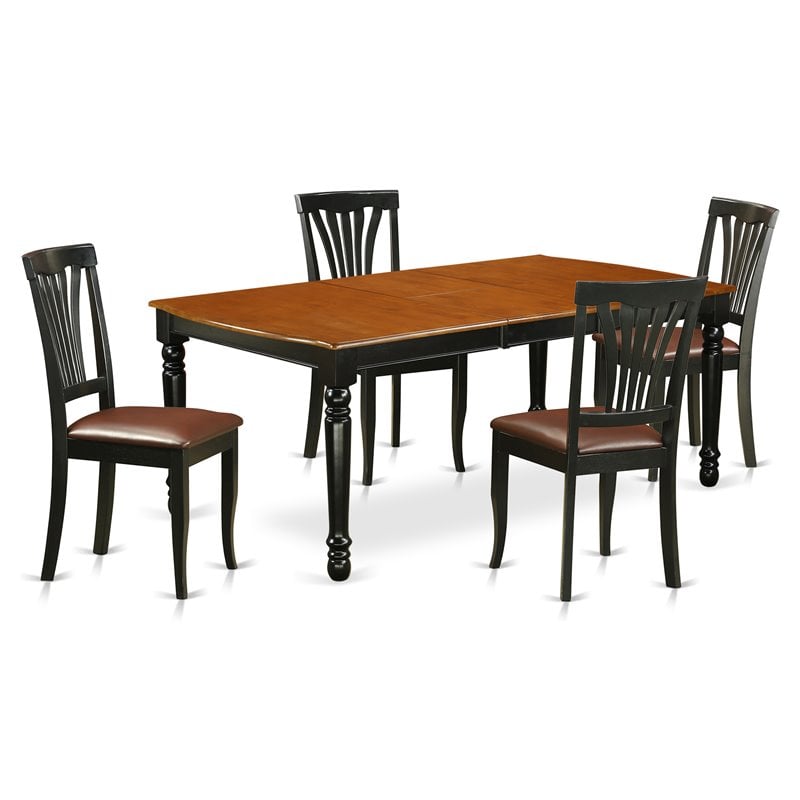 Pemberly Row 5-Piece Wood Dining Table Set in Black and Cherry Finish