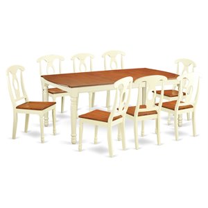 Pemberly Row 9-Piece Wood Dining Table Set in Buttermilk and Cherry Finish