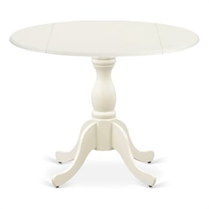 Pemberly Row Round Kitchen Table with Linen White Pedestal Leg