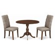 Pemberly Row 3-Piece Dining Set with Mahogany Table and Dark Khaki Chairs