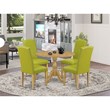 Pemberly Row 5-Piece Wood Dining Set in Oak and Autumn Green Finish