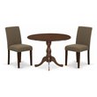 Pemberly Row 3-Piece Wood Dining Set with Upholstered Chairs in Mahogany