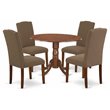 Pemberly Row 5-Piece Rubberwood Dining Set in Mahogany and Dark Coffee