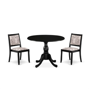 pemberly row 3-piece rubberwood black dining set with faux leather chairs