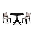 Pemberly Row 3-Piece Rubberwood Black Dining Set with Faux Leather Chairs