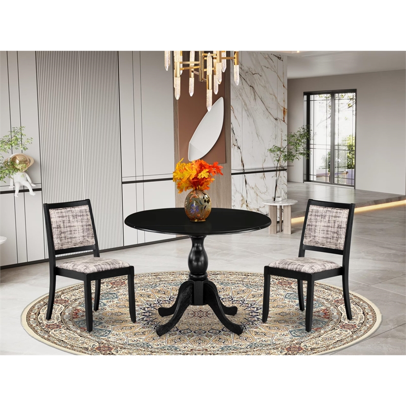 Pemberly Row 3-Piece Rubberwood Black Dining Set with Faux Leather Chairs