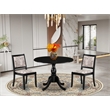 Pemberly Row 3-Piece Rubberwood Black Dining Set with Faux Leather Chairs