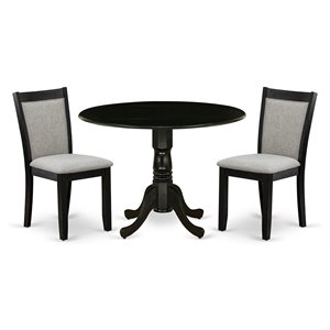 pemberly row 3-piece acacia dining set in shitake and wire-brushed black
