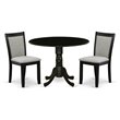 Pemberly Row 3-Piece Acacia Dining Set in Shitake and Wire-Brushed Black