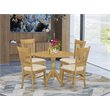 Pemberly Row 5-Piece Wood Dining Set with Cushion Seat in Oak Finish