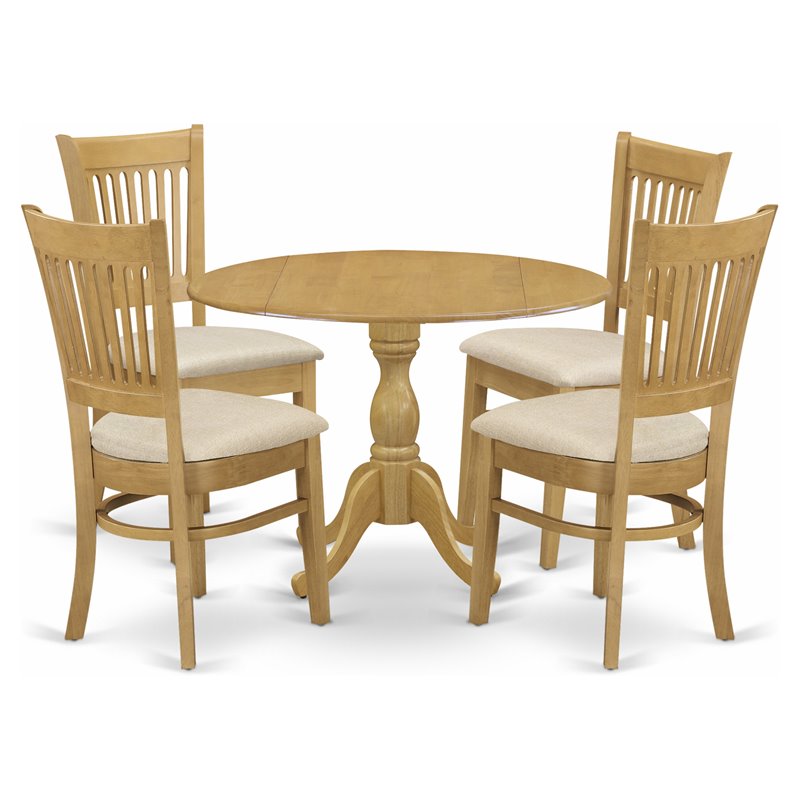 Pemberly Row 5-Piece Wood Dining Set with Cushion Seat in Oak Finish