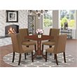 Pemberly Row 5-Piece Wood Dining Set in Mahogany Finish with Beige Cushions