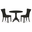 Pemberly Row 3-Piece Round Kitchen Set with Parson Chairs in Black