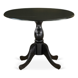 Pemberly Row Round Dining Table with Drop Leaves and Black Pedestal Legs