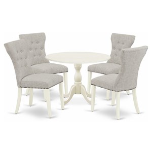 Pemberly Row Drop-Leaf Dining Set in Linen White and Doeskin