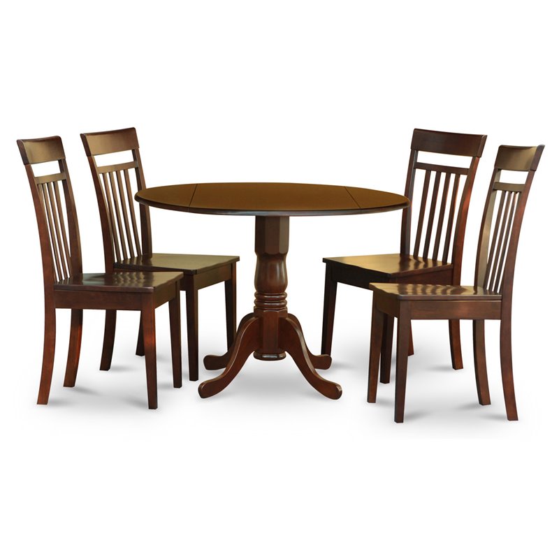 Pemberly Row 5-Piece Wood Dining Set with Pedestal Table in Mahogany