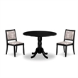 Pemberly Row 3-Piece Wood Dining Set with Faux Leather Seats in Black