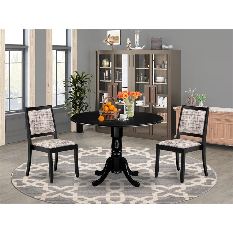 Pemberly Row 3-Piece Wood Dining Set with Faux Leather Seats in Black