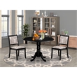 Pemberly Row 3-Piece Wood Dining Set with Faux Leather Seats in Black