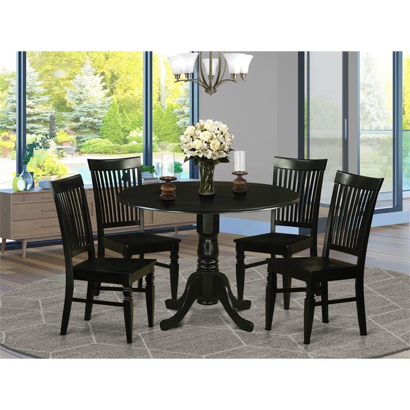 Pemberly Row 5-Piece Wood Kitchen Dining Set in Black and Cherry Finish