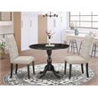 Pemberly Row 3-Piece Dining Set with Upholstered Chairs in Black/Doeskin