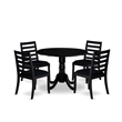 Pemberly Row 5-Piece Dining Set in Black Finish with Faux Leather Seats