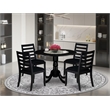 Pemberly Row 5-Piece Dining Set in Black Finish with Faux Leather Seats